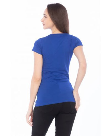 Lucky and Blessed Life 2632 Women's Fitted Round Neck - Royal