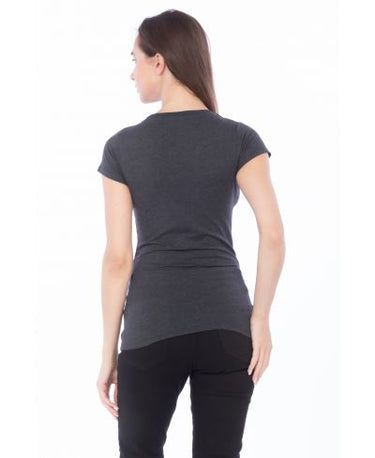 Lucky and Blessed Life 2632 Women's Fitted Round Neck - Charcoal