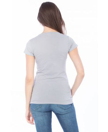 Lucky and Blessed Life 2632 Women's Fitted Round Neck - Cool Grey