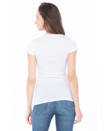 Lucky and Blessed Life 2632 Women's Fitted Round Neck - White