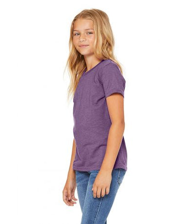 Bella Canvas 3001Y CVC Youth Heather Tee - HTR Team Purple