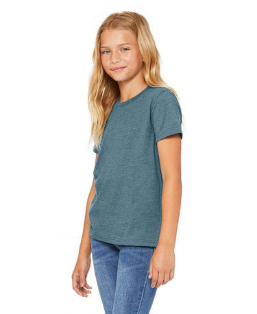 Bella Canvas 3001Y CVC Youth Heather Tee - HTR Deep Teal