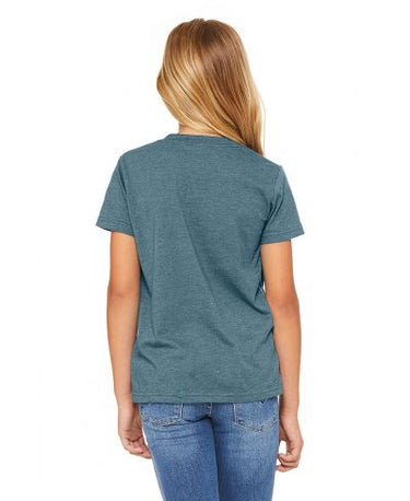 Bella Canvas 3001Y CVC Youth Heather Tee - HTR Deep Teal