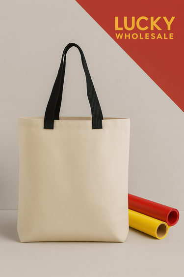 Tan Tote Bag with Black Handle