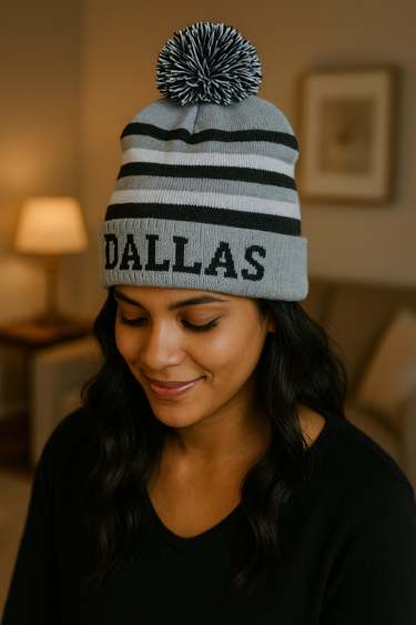 Dallas and Striped Beanies - Black