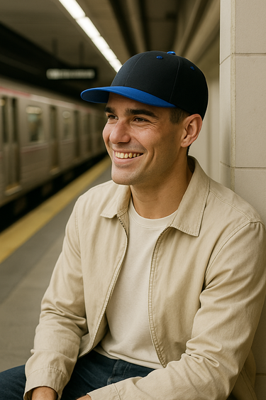 Panel Caps 6204 - Black/Royal Blue