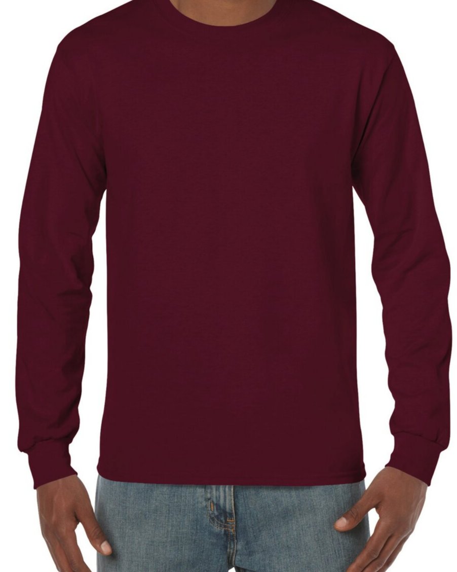 Gildan Long Sleeve- Maroon – Lucky Wholesale - Main Image